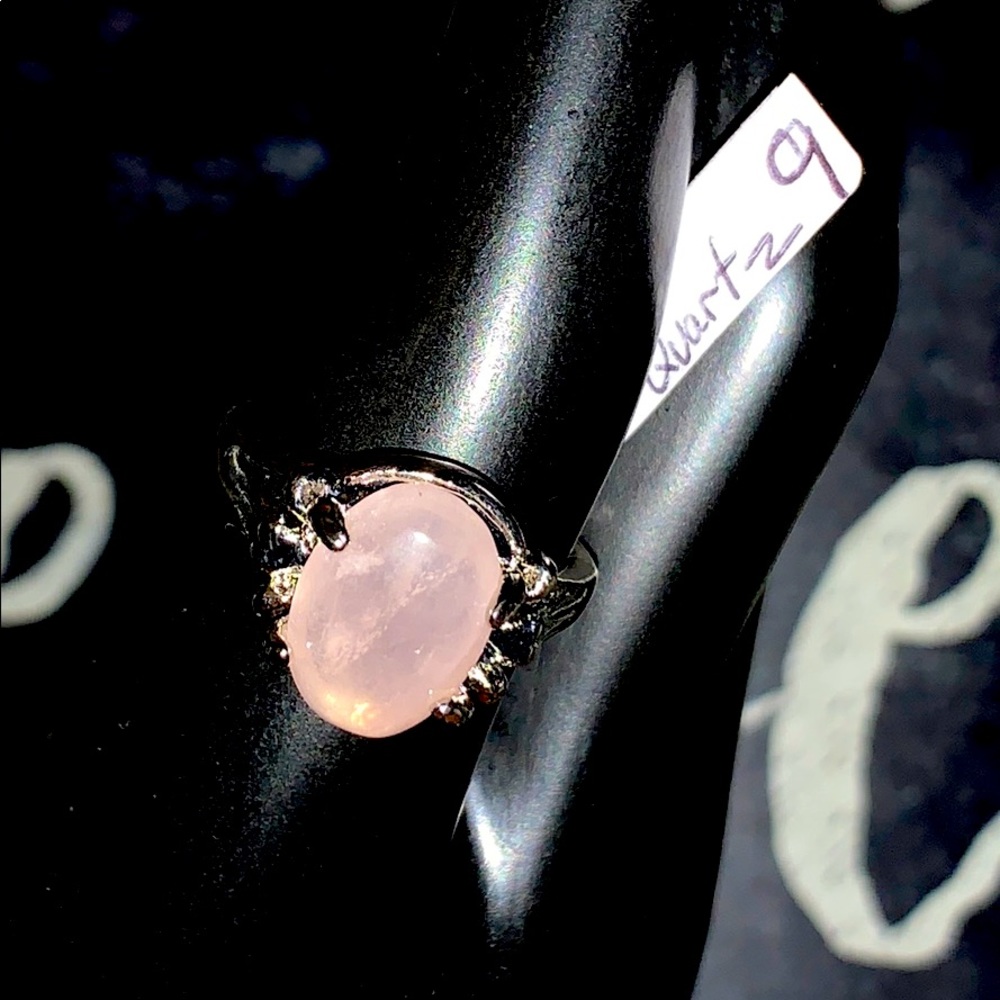 Silver Plate Rose Quartz Ring